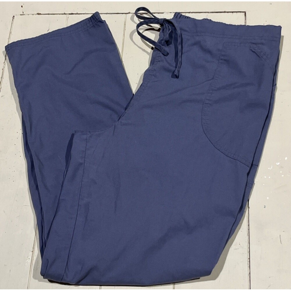Women’s Scrubstar Scrubs Work Pants Large Gray Elastic Back Waist Tie Front